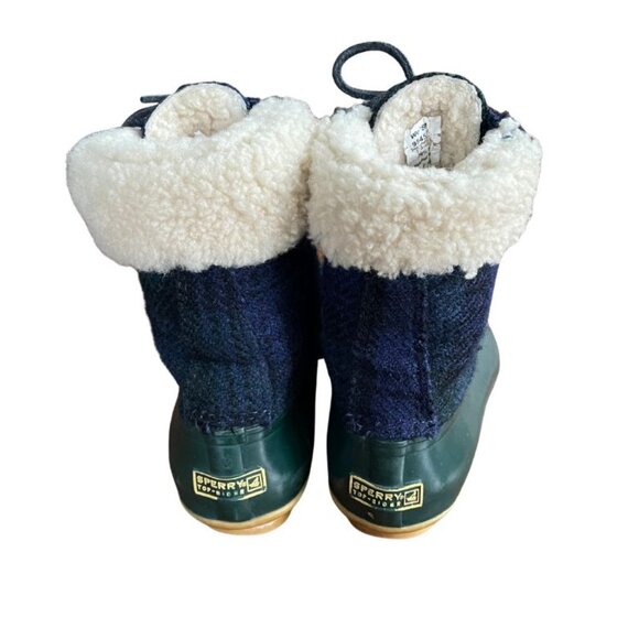J. Crew x Sperry Topsider Plaid Sheerwater Wool Rubber Duck Boots Sz 7 Preppy - Picture 3 of 10